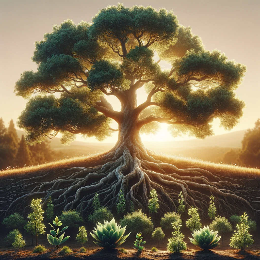 In the heart of nature, the strongest also nurture. As the mighty oak shields the tender saplings, may we too be the strength that shelters others, fostering growth and unity in life’s vast garden.