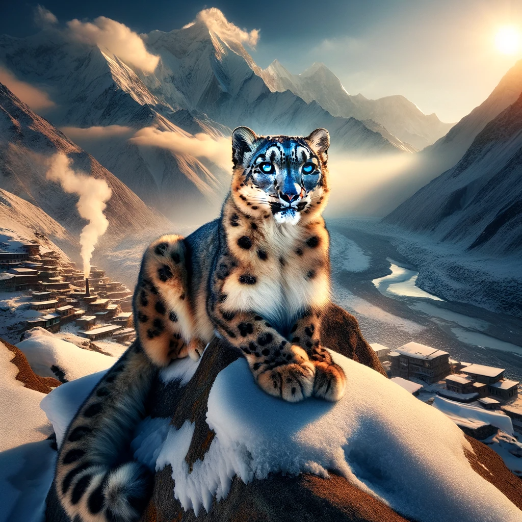 In the heart of the mountains, where nature’s crown meets the sky, the snow leopard stands, a guardian of the wild and a bridge to our dreams. Here, in this frozen kingdom, every sunrise whispers of strength and serenity, reminding us that beauty dwells in balance.