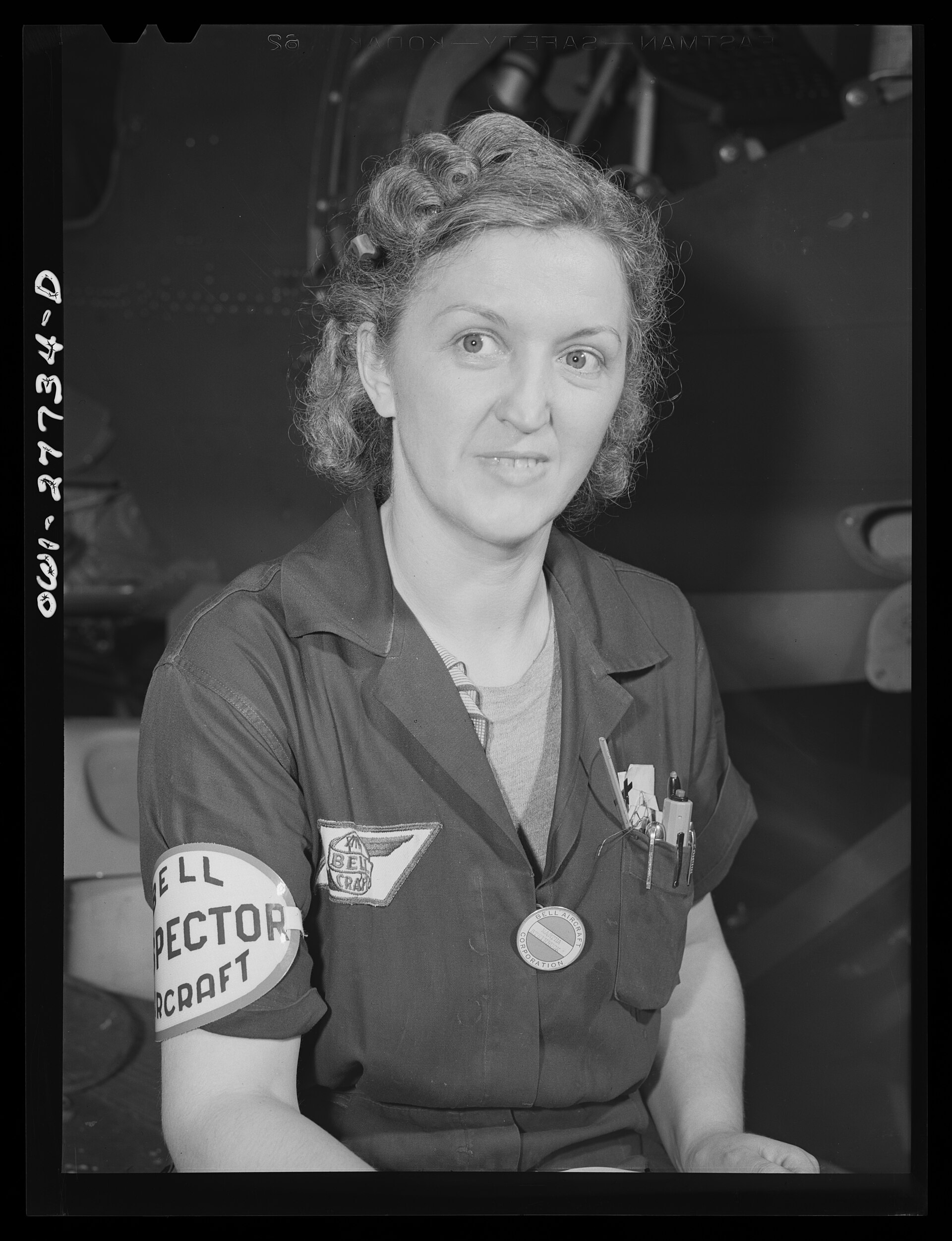 A 1943 inspector checks work on the Bell Airacobra final assembly line in Niagara Falls, New York. Photo: Marjory Collins, public domain, via Wikimedia Commons / Library of Congress.